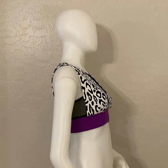 MICHI POLARIS LEOPARD PRINTED LONGLINE BRA - IVORY ORCHID