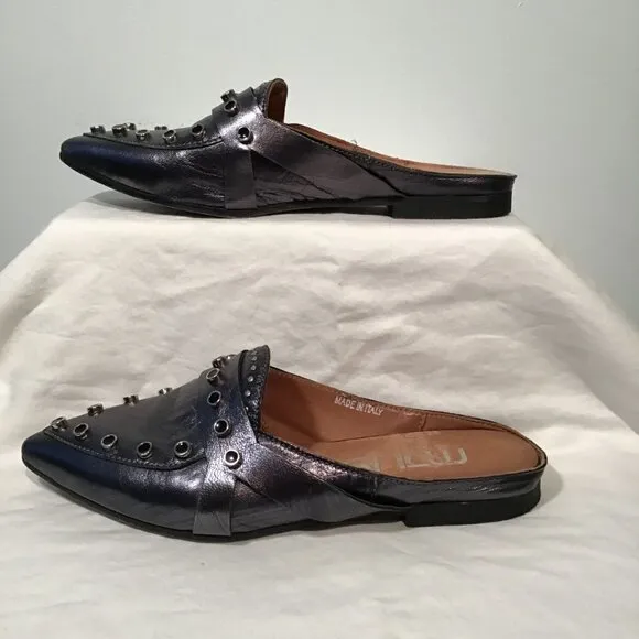 MJUS Metallic Mules with Grommet and Stud Details Size 6