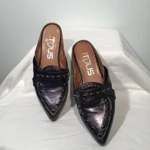 MJUS Metallic Mules with Grommet and Stud Details Size 6