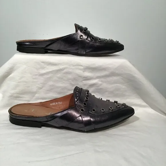 MJUS Metallic Mules with Grommet and Stud Details Size 6