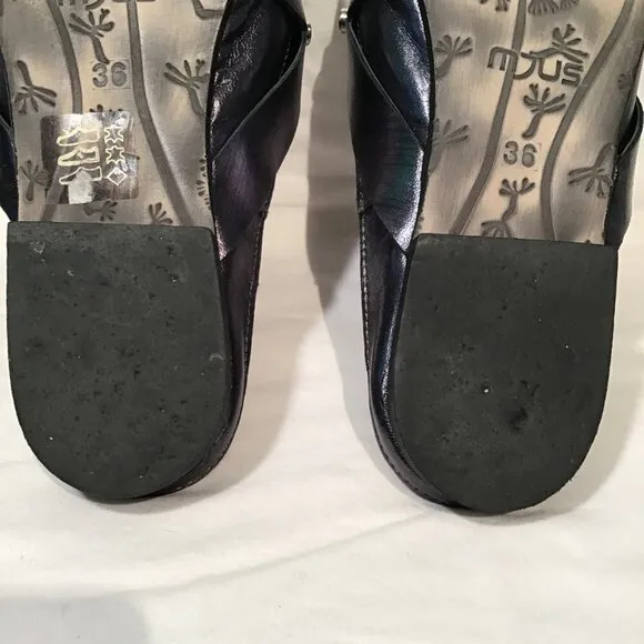 MJUS Metallic Mules with Grommet and Stud Details Size 6