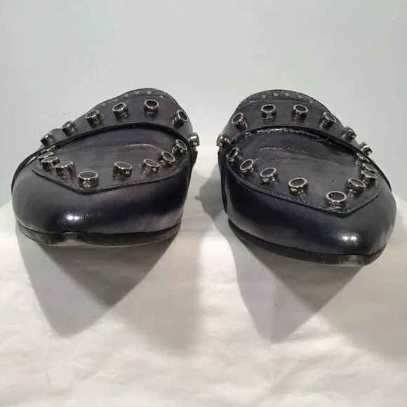 MJUS Metallic Mules with Grommet and Stud Details Size 6