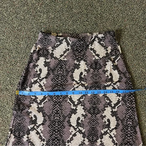 Modest Purple &amp; Grey Snake Animal Print BarWing Midi A-Line Stretch Skirt XS-S