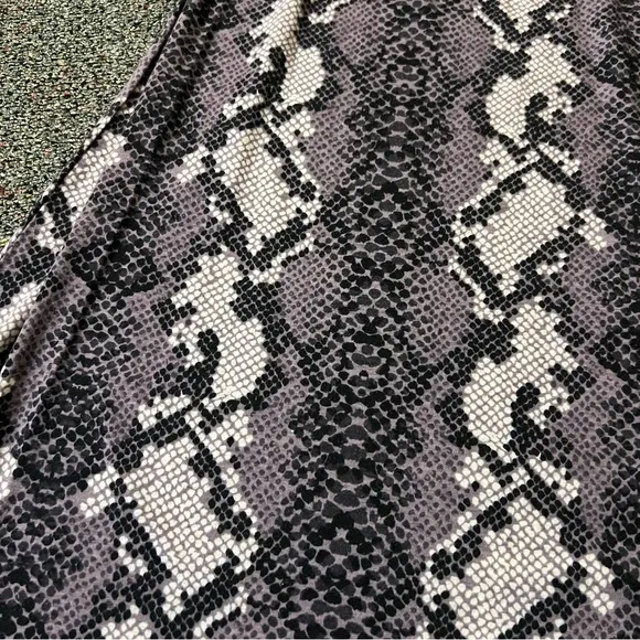 Modest Purple &amp; Grey Snake Animal Print BarWing Midi A-Line Stretch Skirt XS-S
