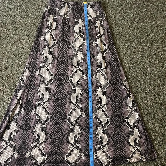 Modest Purple &amp; Grey Snake Animal Print BarWing Midi A-Line Stretch Skirt XS-S