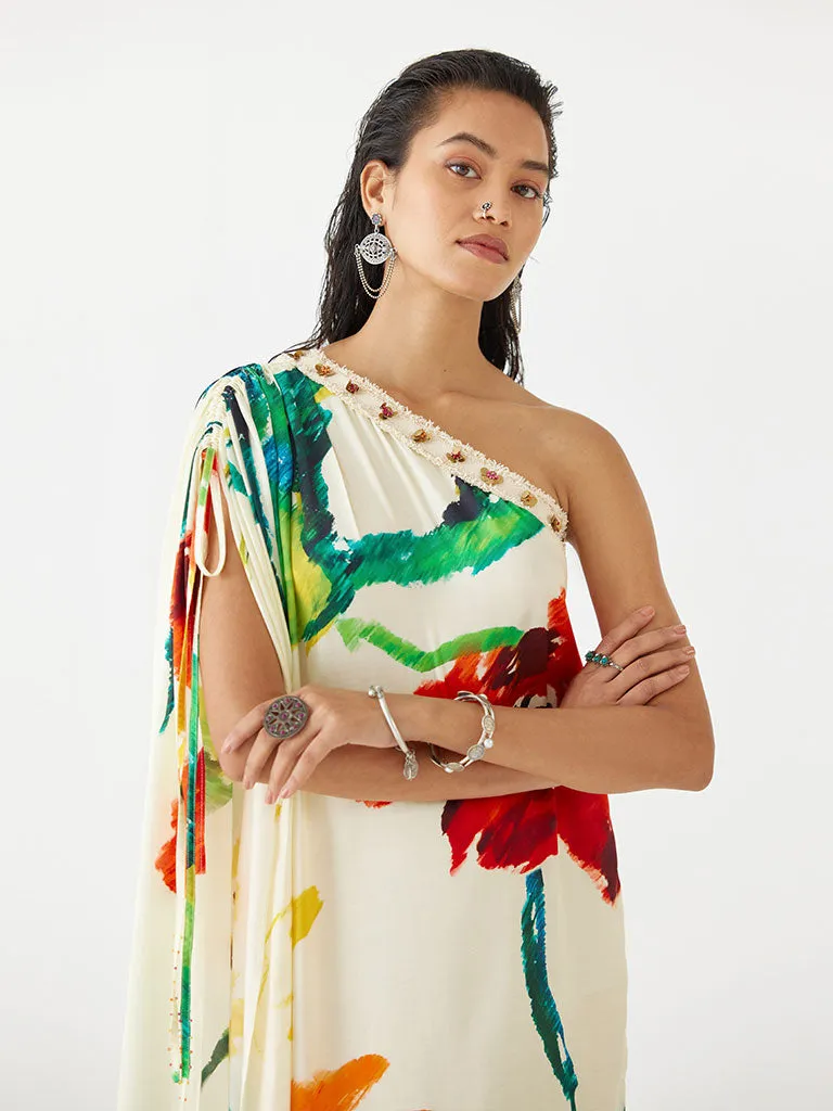 Monet One-Shoulder Drawstring Dress