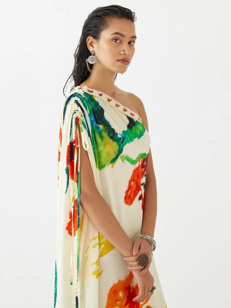 Monet One-Shoulder Drawstring Dress