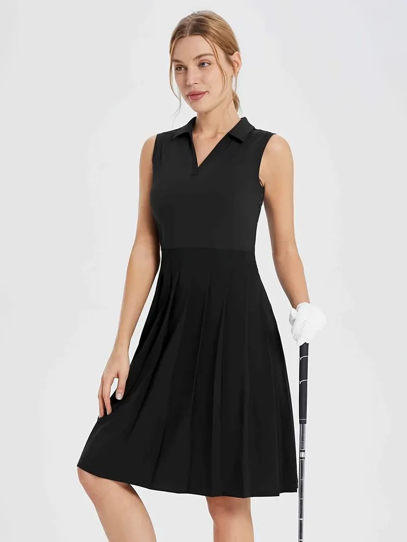 New BALEAF Women's UPF 50  Sleeveless Golf Dress with Elegant Pleats and Stretch Fabric Black, Sz XS! Retails $65 