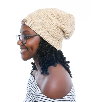 New Beautifully Warm Slouchy Beanie! Satin Lined, Cream, One Size! B.W. Logo, Great Quality! Retails $46 