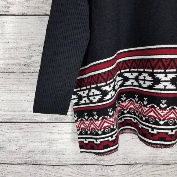 NEW Joseph A S Turtleneck Sweater Poncho Aztec Tribal Pullover