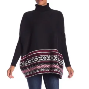NEW Joseph A S Turtleneck Sweater Poncho Aztec Tribal Pullover