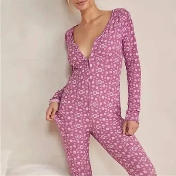 NWOT Free People Home Alone Long Johns In Sweet Combo XS