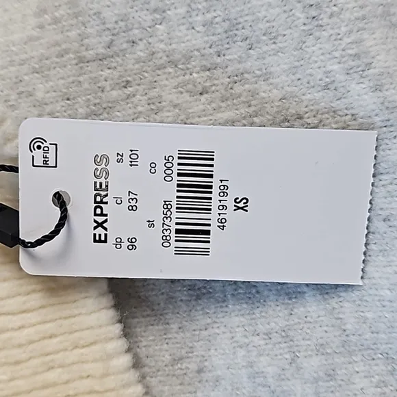 NWT Express Grey &amp; Cream Color Block Oversized Mock Neck Pullover Sweater