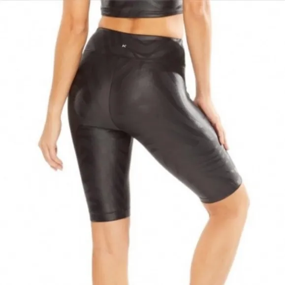 NWT Koral Densonic High Rise Gouffre Biker Shorts Black Zebra XS