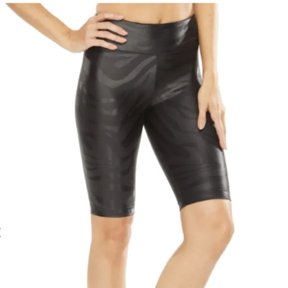 NWT Koral Densonic High Rise Gouffre Biker Shorts Black Zebra XS