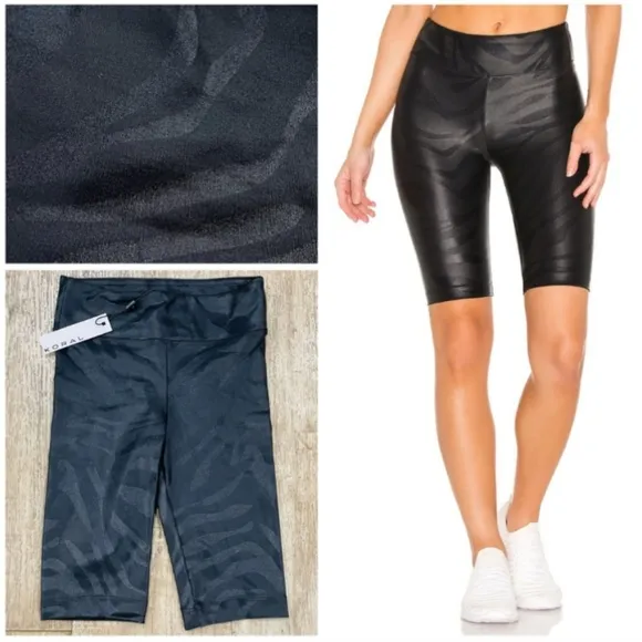 NWT Koral Densonic High Rise Gouffre Biker Shorts Black Zebra XS