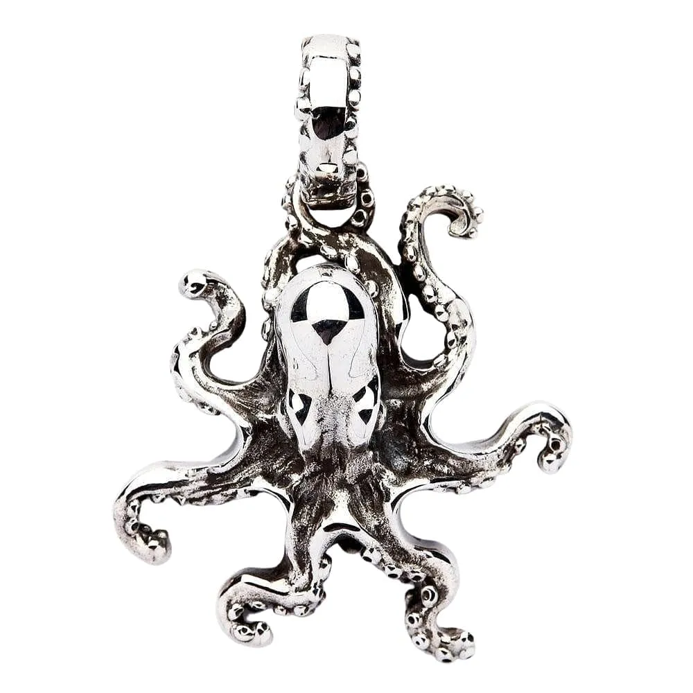 Octopus Sterling Silver Gothic Pendant Necklace