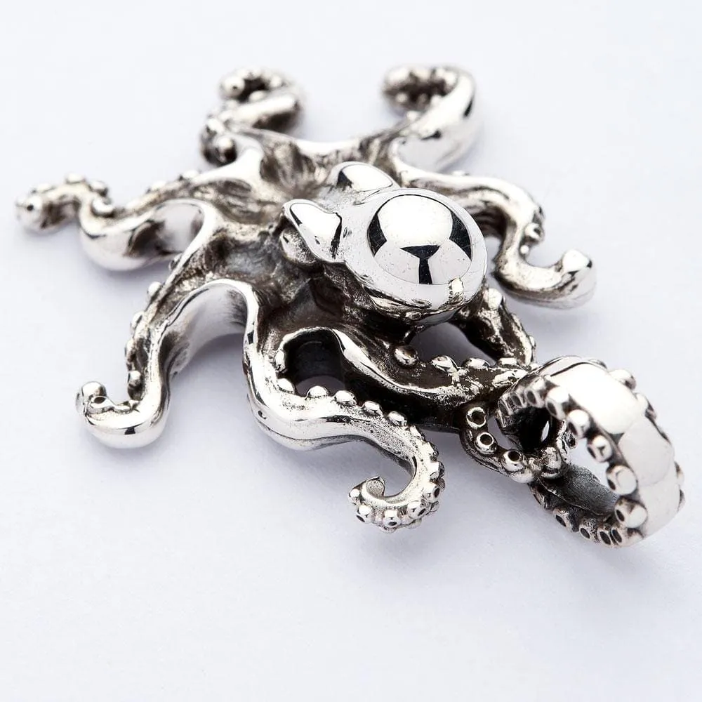 Octopus Sterling Silver Gothic Pendant Necklace