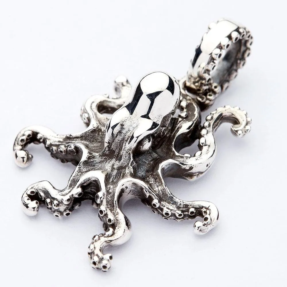 Octopus Sterling Silver Gothic Pendant Necklace