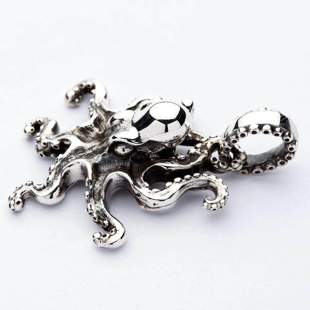 Octopus Sterling Silver Gothic Pendant Necklace