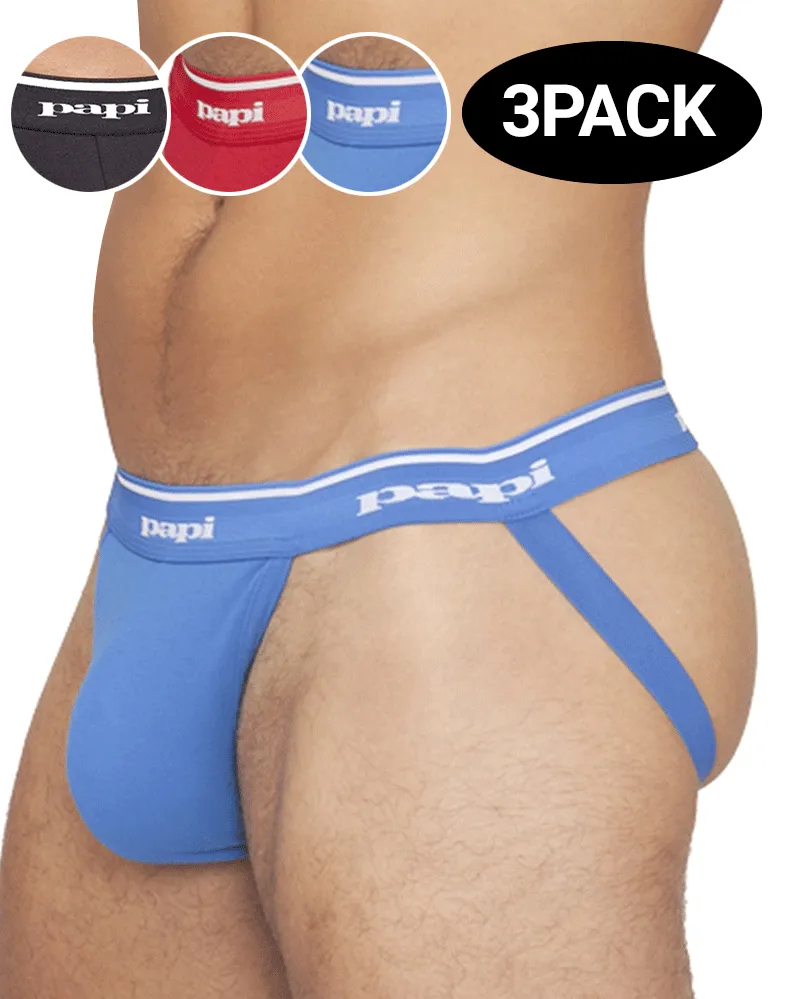 Papi 705910-999 3 pack Jockstrap 1 Black, 1 Turquoise,  1 Red