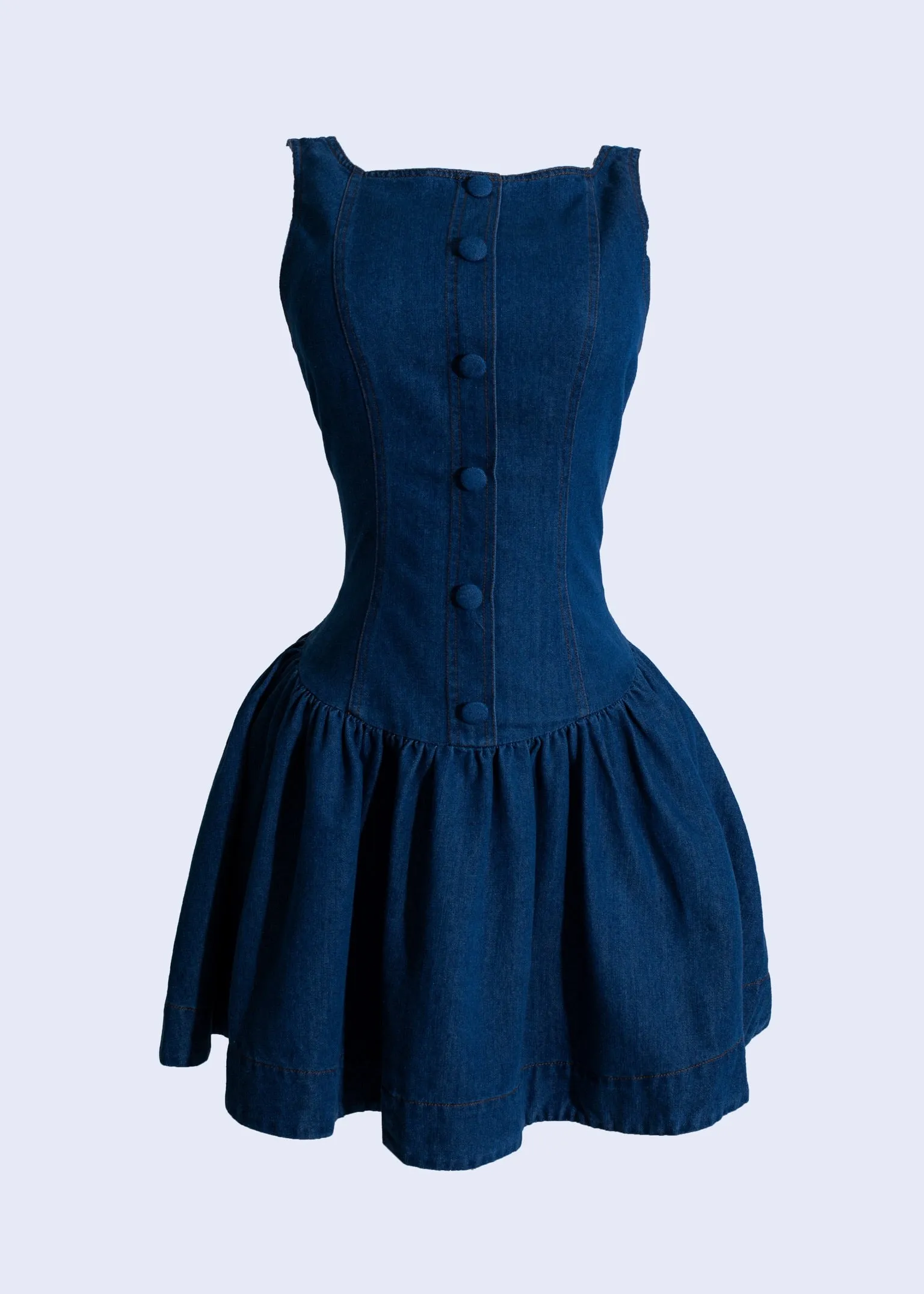 Prairie Edge Button-Up Mini Dres Dark Denim