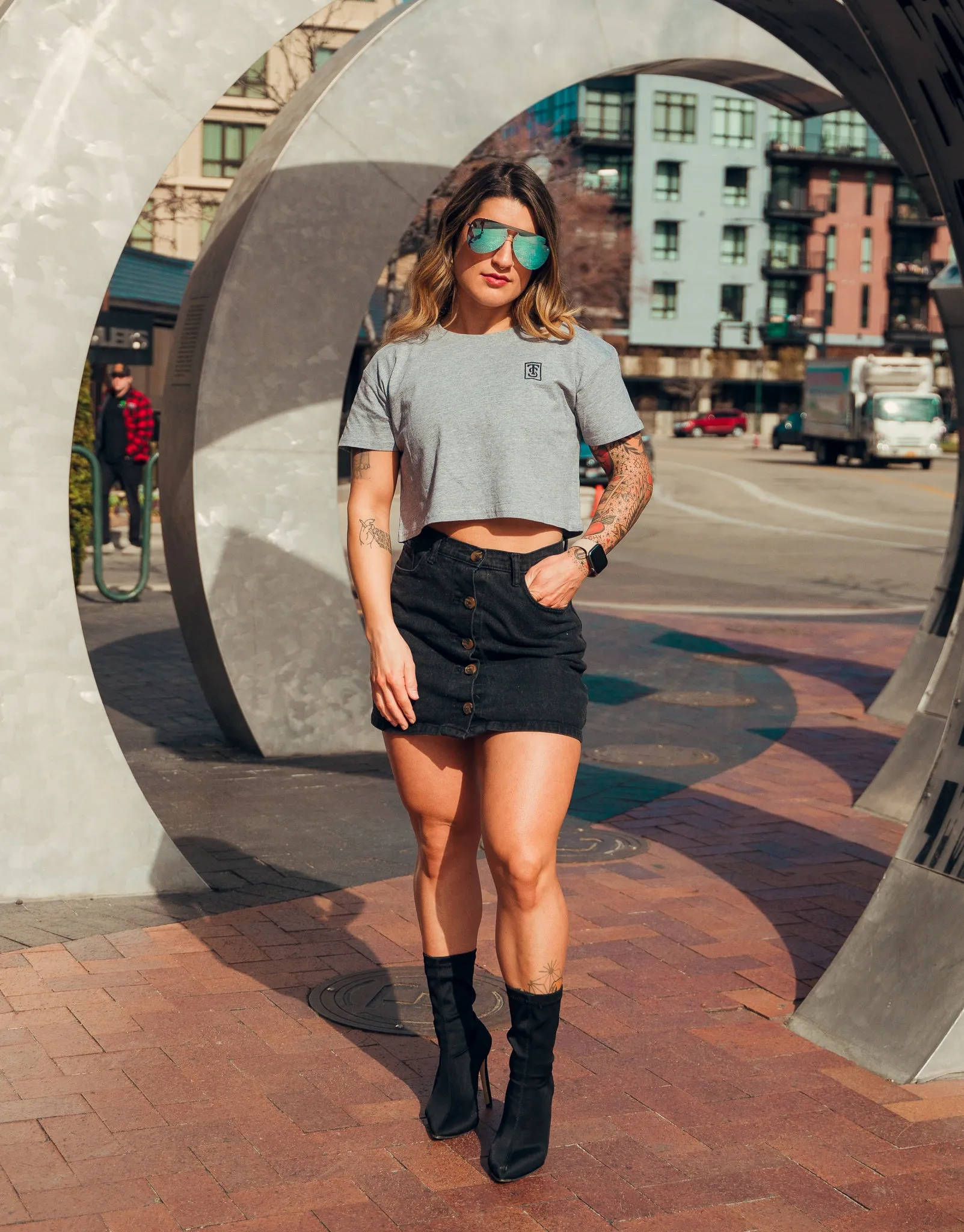 Premium Crop Tee - Athletic Heather
