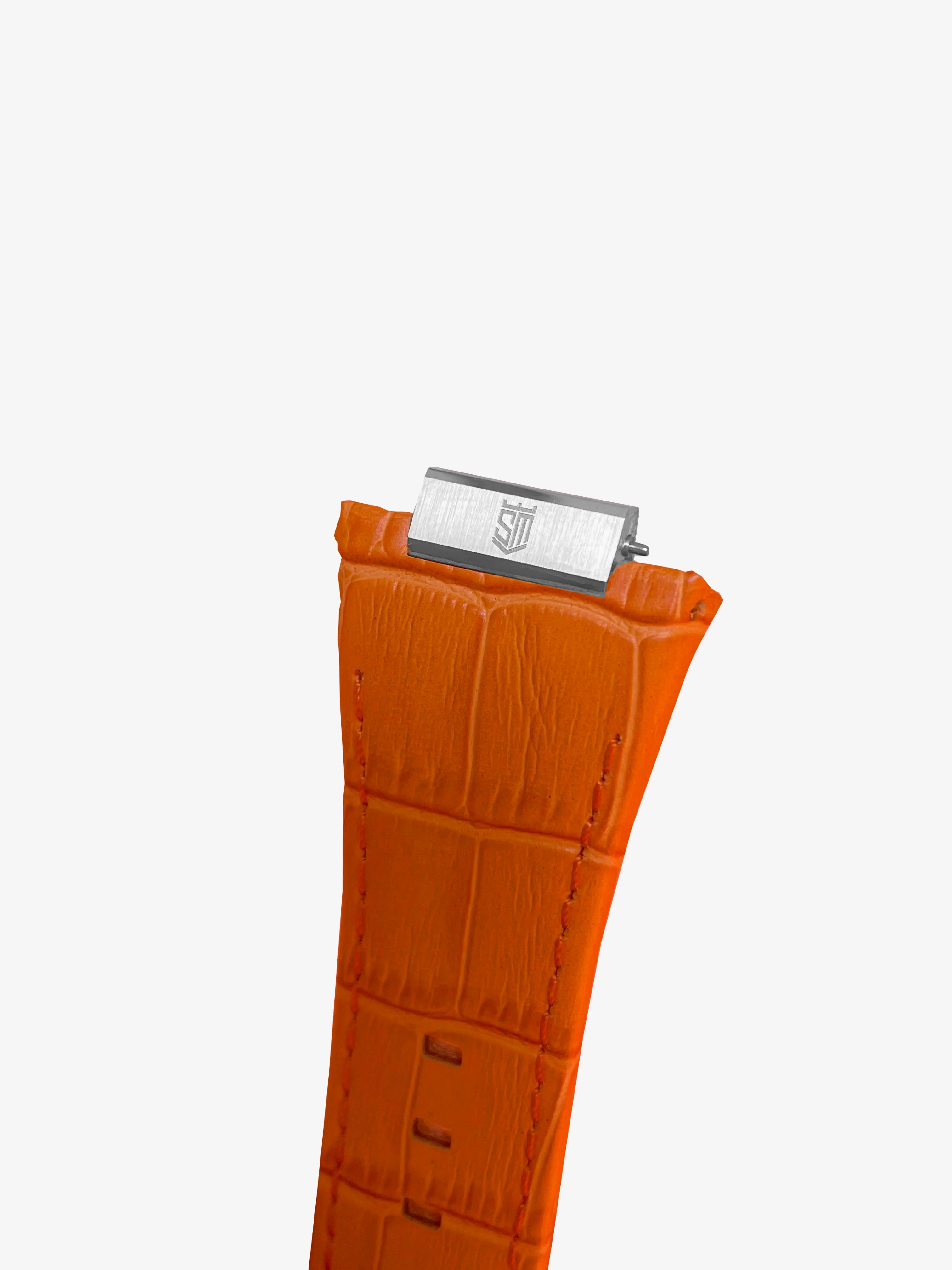 Red Orange Alligator - Silver Buckle