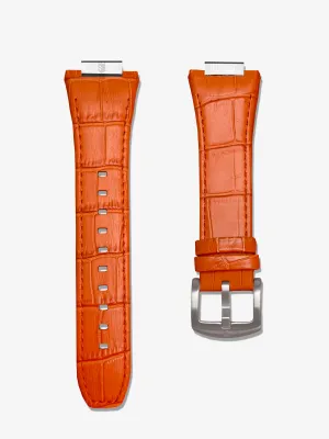 Red Orange Alligator - Silver Buckle