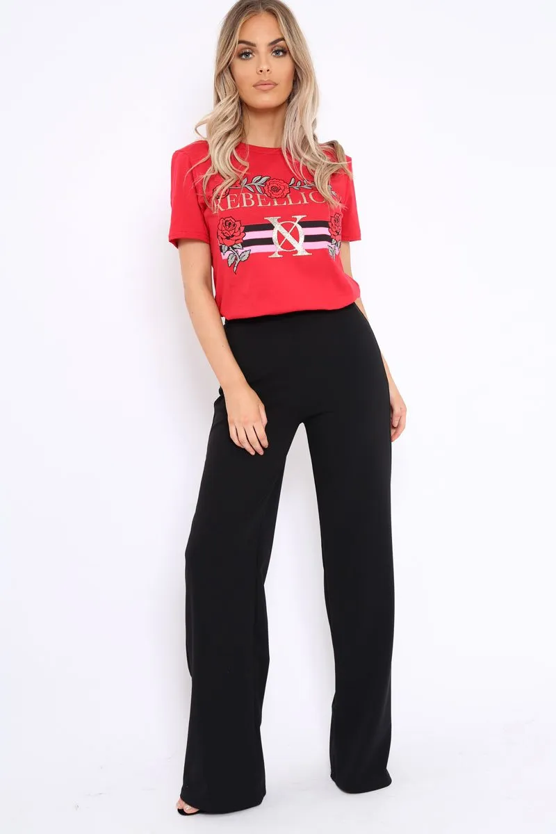 Red Rebellious Slogan T-shirt - Casey