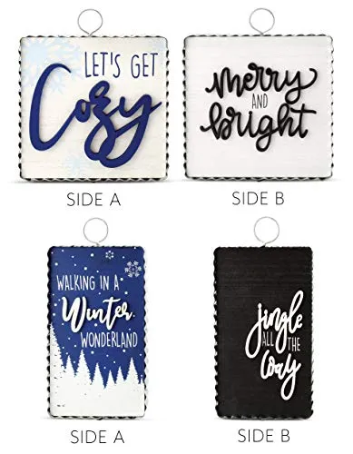 Reversible Christmas/Winter Sign Set (2-Piece Set with 4 Designs)