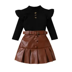 Ribbed Knit Girl 2Pcs Outfit