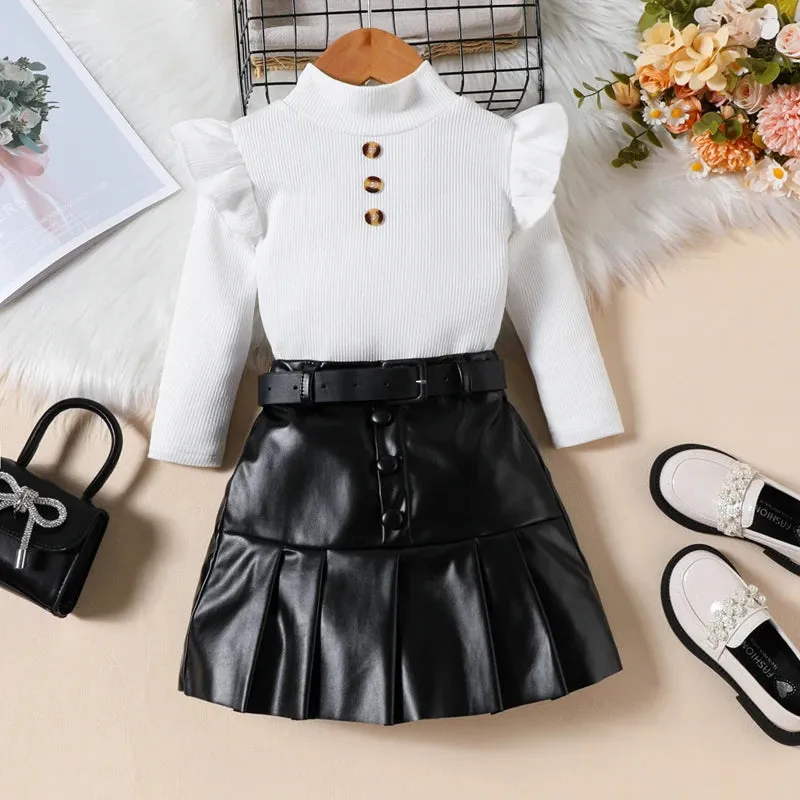 Ribbed Knit Girl 2Pcs Outfit
