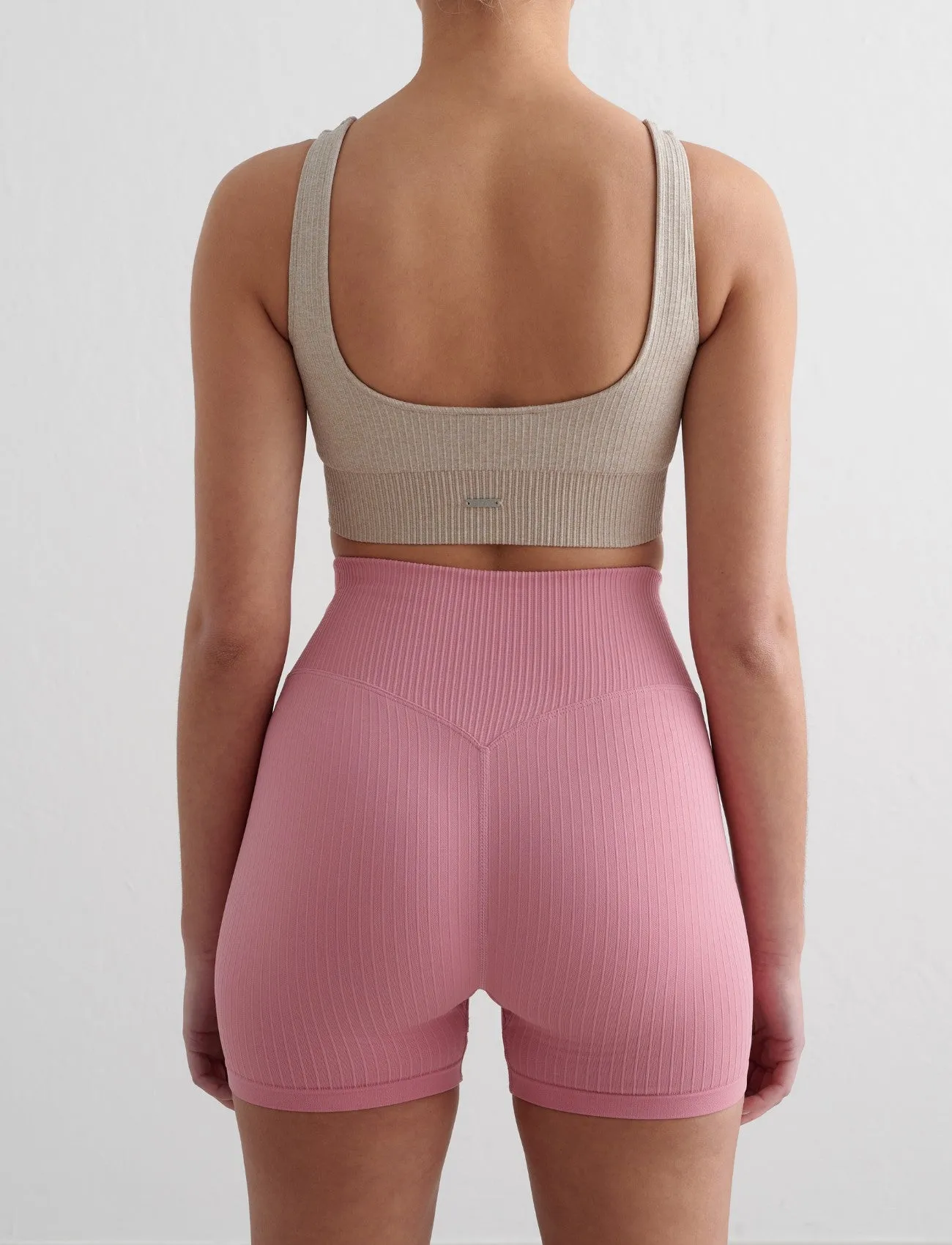 Ribbed Seamless Midi Biker Shorts | Desert Rose