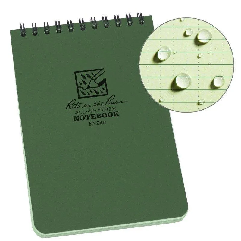 Rite in the Rain No946 Top Spiral 4x6 Notebook Universal Green