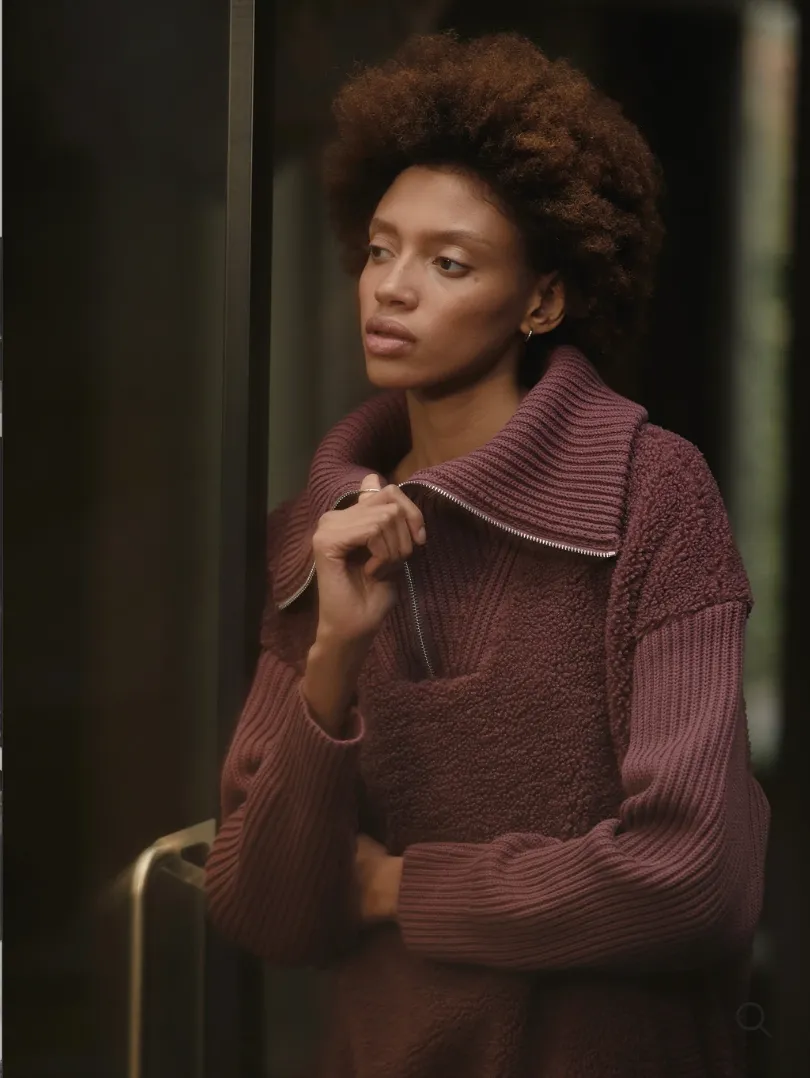 Rogers Half Zip Pullover, Rose Brown
