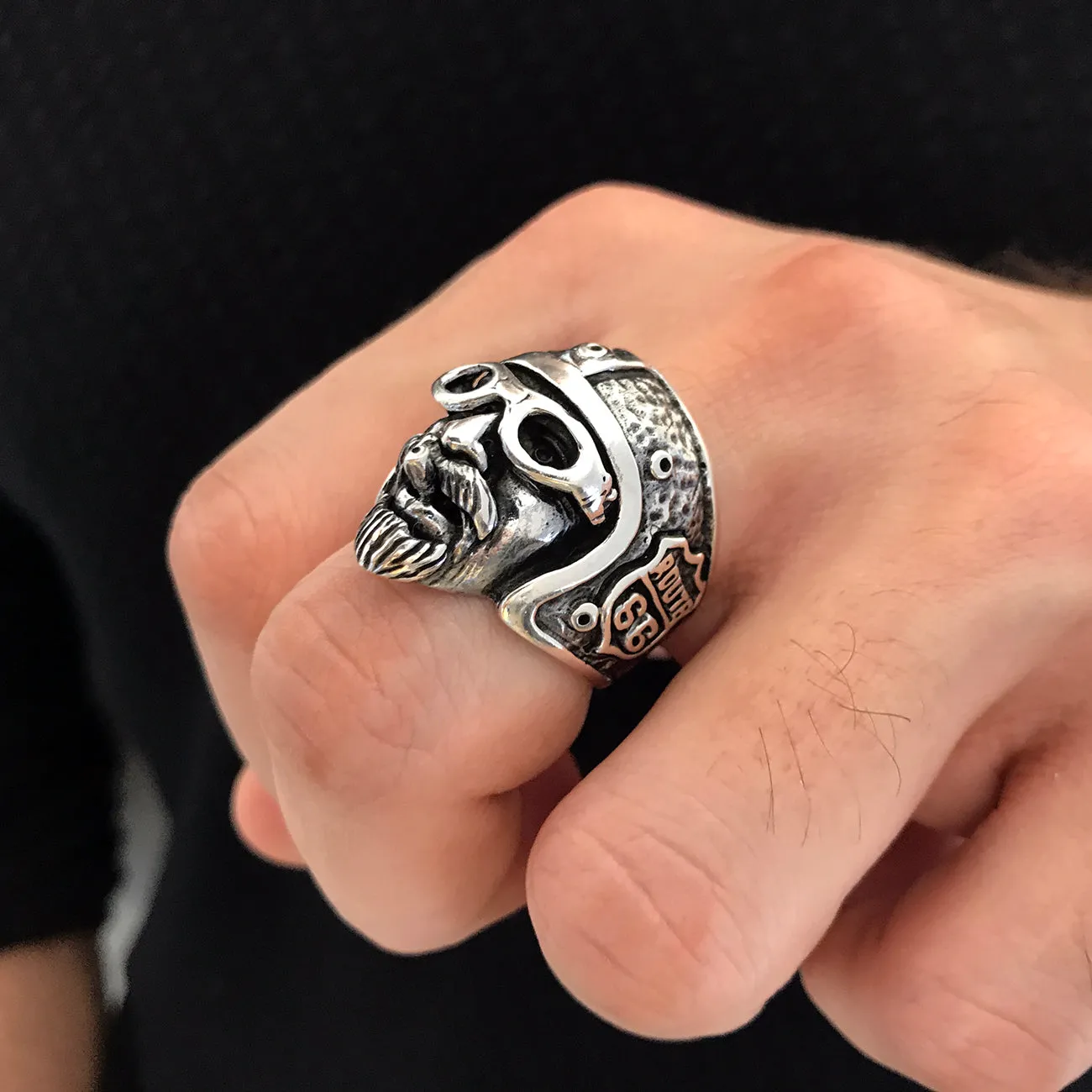Route 66 "Will Rogers Highway" Sterling Silver Biker's Ring