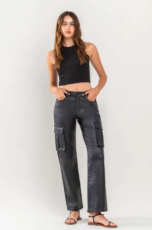 SABRINA LEATHER CARGO DAD JEANS