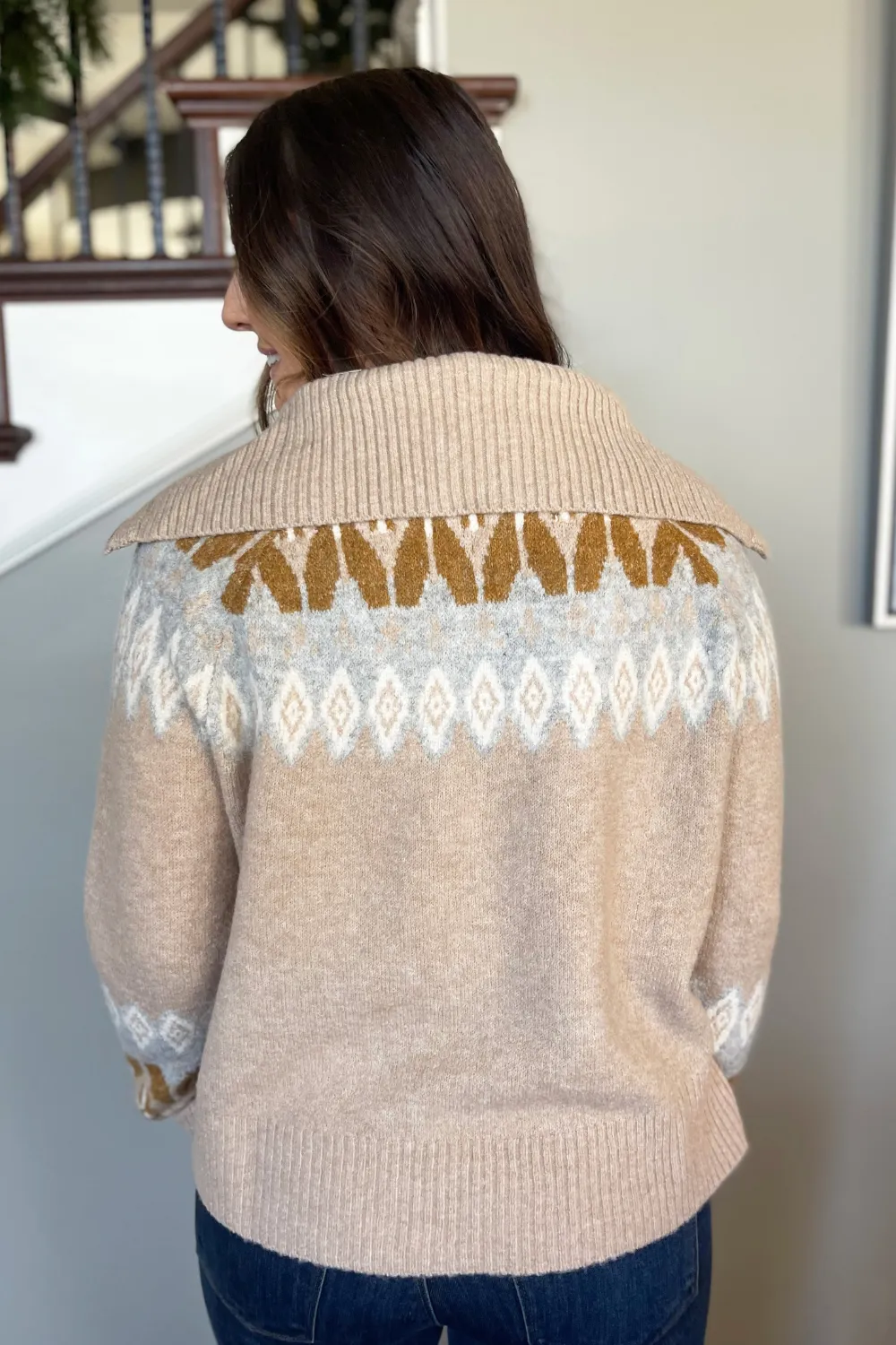 Sailor Collar Ethnic Motif Sweater