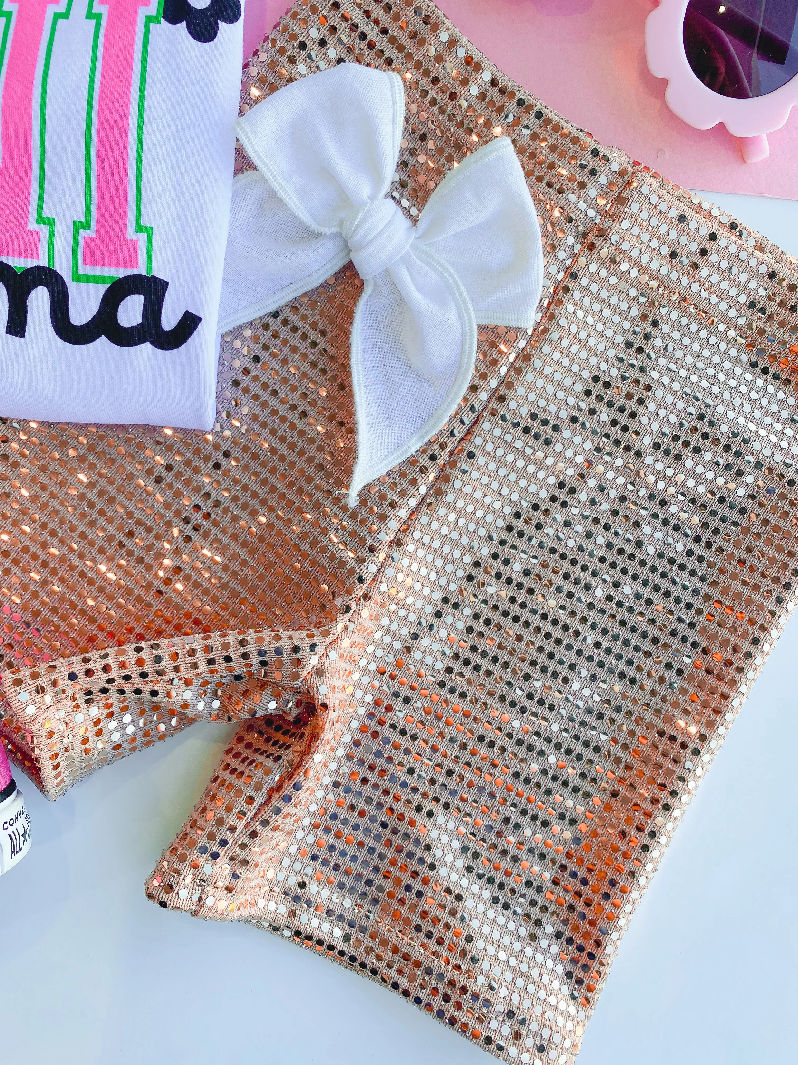 sequin biker shorts - gold