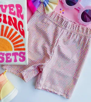 sequin biker shorts - pink