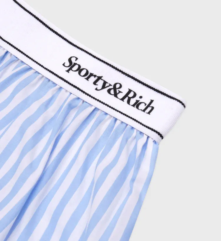 Serif Logo Boxer Shorts - White/Sky Blue Large Stripe
