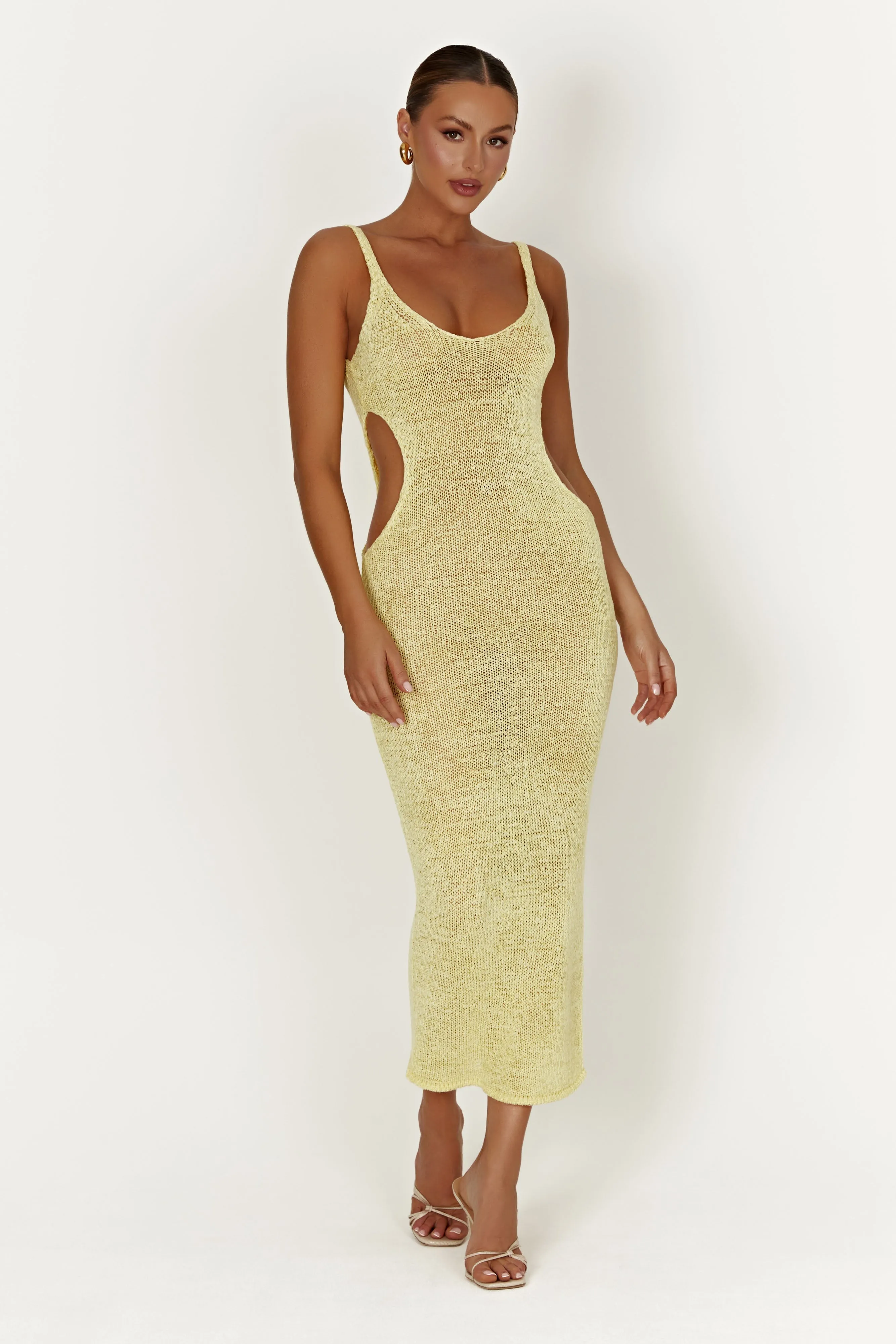 Shae Scoop Neck Knit Midi Dress - Lemon
