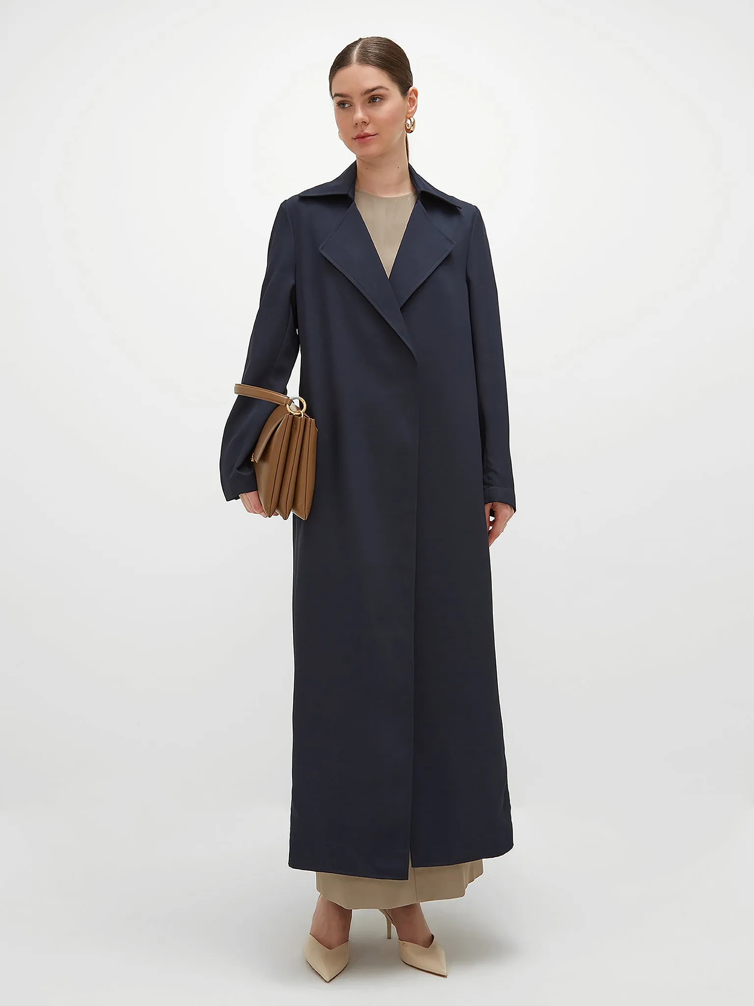 Sheikha Long Trench - Dark Blue
