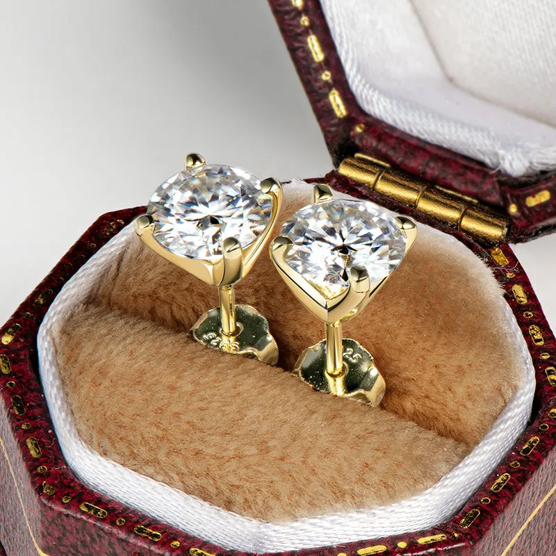 Simple Round Cut Moissanite Stud Earrings