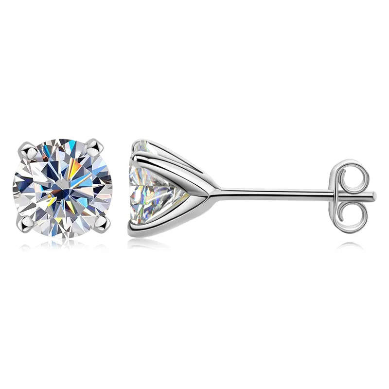 Simple Round Cut Moissanite Stud Earrings