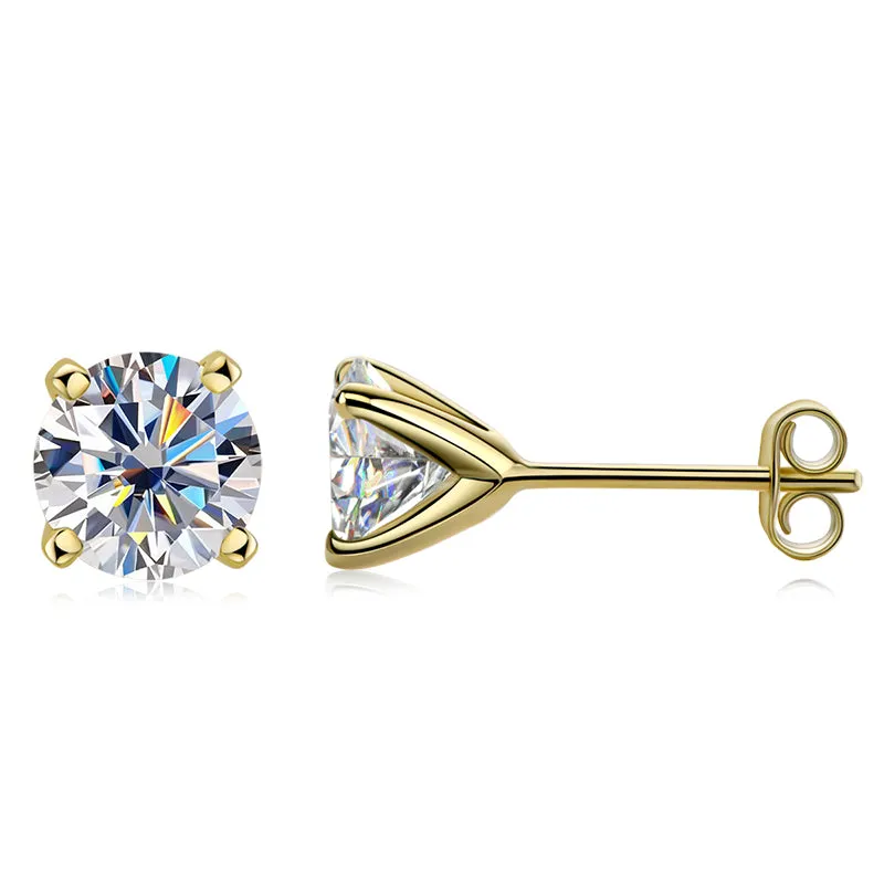Simple Round Cut Moissanite Stud Earrings