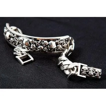 Skull ID Sterling Silver Biker Bracelet