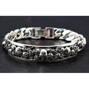 Skull ID Sterling Silver Biker Bracelet