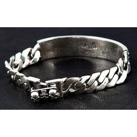 Skull ID Sterling Silver Biker Bracelet
